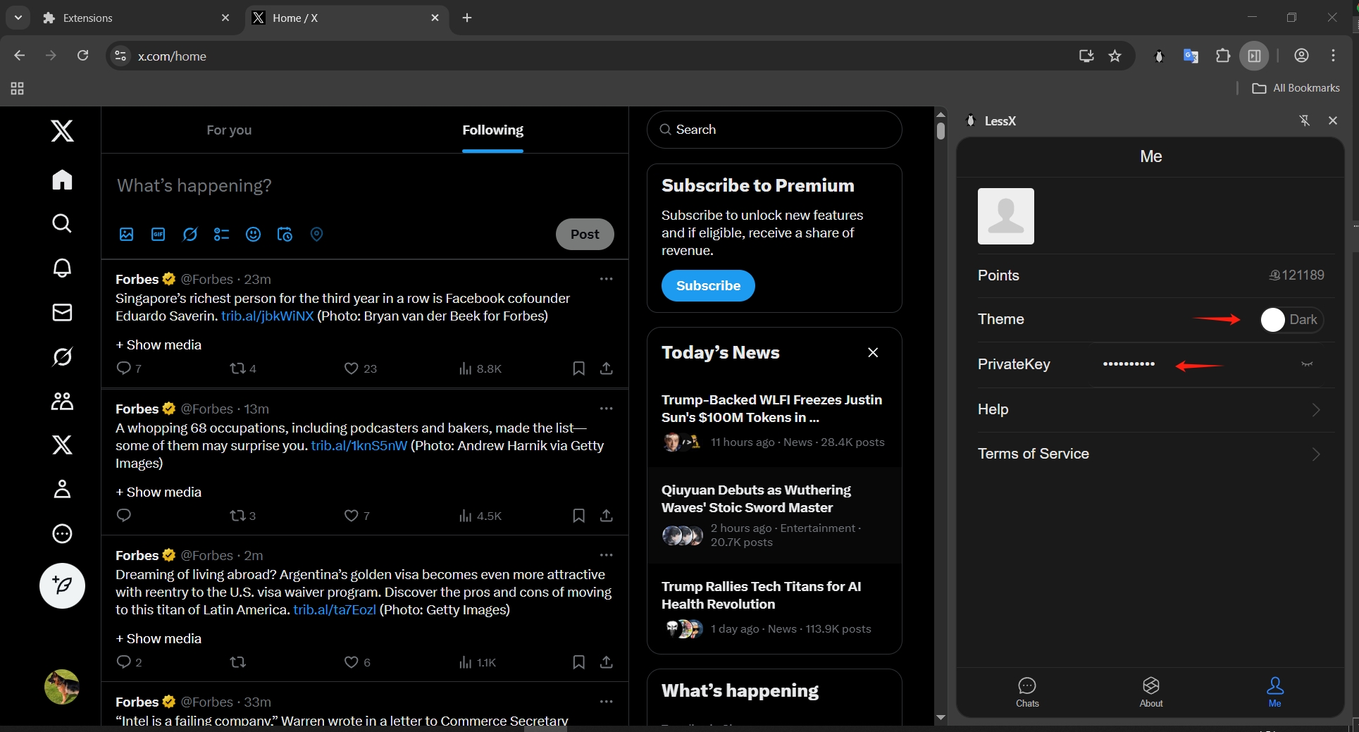 LessX Theme and Key Settings